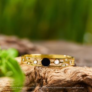 Brazalete de Moda en Acero Inoxidable 316L con Baño de Oro PVD, Joyería Sostenible y Resistente - Product Image 3
