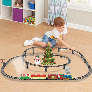 Vente flash Série de Noël - Jouets de train rétro à vapeur populaires B/O Orbit Engineering Train Track Toy avec musique et lumière - Product Image 5