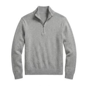 Pull en tricot rayé à col zippé pour homme de qualité supérieure |   Esthétique Old Money |   100% Coton de Qualité |   Logo personnalisé OEM/ODM Faible MOQ - Product Image 3