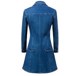 เดรสยีนส์ทรงเอเข้ารูปสำหรับผู้หญิง สไตล์เซ็กซี่  แบบกระดุมหน้า  สำหรับฤดูใบไม้ร่วง - Product Image 5