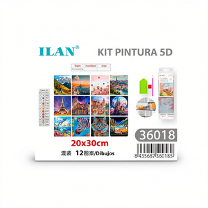 Kit de Pintura de Diamantes 5D Ilan, 20x30cm, 12 Diseños Surtidos, Patrones Mixtos - Product Image 2