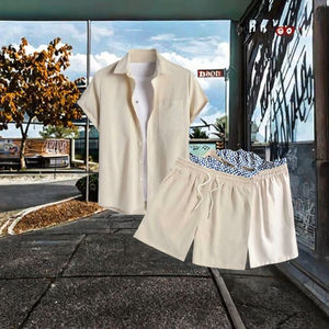 ชุดเซ็ตฤดูร้อนผู้ชายผ้าฝ้ายถักแบบ 2 ชิ้น ขายส่ง สไตล์ลำลอง สตรีทแวร์ แห้งเร็ว พร้อมตำแหน่งโลโก้แบบกำหนดเอง - Product Image 3