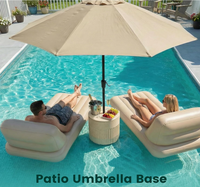 Base de parasol d'extérieur avec table et glacière, table d'appoint en faux bois pour patio, bord de piscine