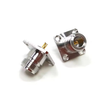 Connecteur coaxial RF N femelle 25x25mm à 4 trous, avec bride de montage sur panneau et borne à coupelle à souder