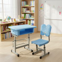 Ensemble de bureau et chaise ergonomiques réglables en plastique pour étudiants avec tiroir et design durable et écologique pour l'école et la maison