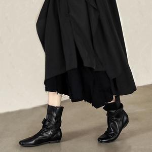 Botas de Moda Estilo Británico Vintage 2026 de Cuero Genuino con Lazo, Tacón Plano y Diseño Fruncido para Mujer - Product Image 4