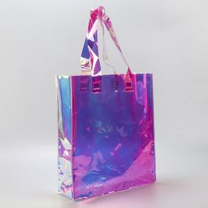 Customized Colorful Laser Clothing Storage Bag clear Transparent Waterproof PVC <b>Tote</b> Gift Women Shopping Bag with Handles - Product Image 3