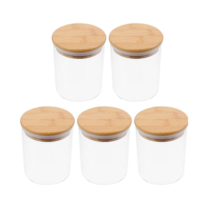 Vente en gros de pots à bougies en verre transparent blanc, noir mat, vides, de 8 oz, 10 oz, 14 oz, à large ouverture, avec couvercle en bois - Product Image 1