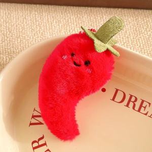 Porte-clés en peluche patate douce rôtie mignonne, rond, en fausse fourrure douce, motif dessin animé, 6,5x5cm, accessoire de sac - Product Image 3