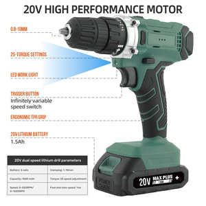 20V Cordless Drill 101-Piece <b>Set</b> Keyless Chuck High <b>Torque</b> 50Nm Battery Powered Electric Drill Kit For DIY Projects - Product Image 2