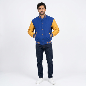 Vestes de baseball universitaires pour hommes en coton, prix de gros bon marché, nombreuses couleurs, marque personnalisée, uni - Product Image 1