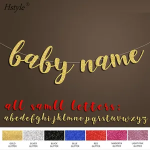 Décoration de fête d'<span class=keywords><strong>anniversaire</strong></span> pour bébé, bannière avec nom personnalisé, décorations à paillettes dorées pour annonce de Baby Shower S244 - Product Image 1