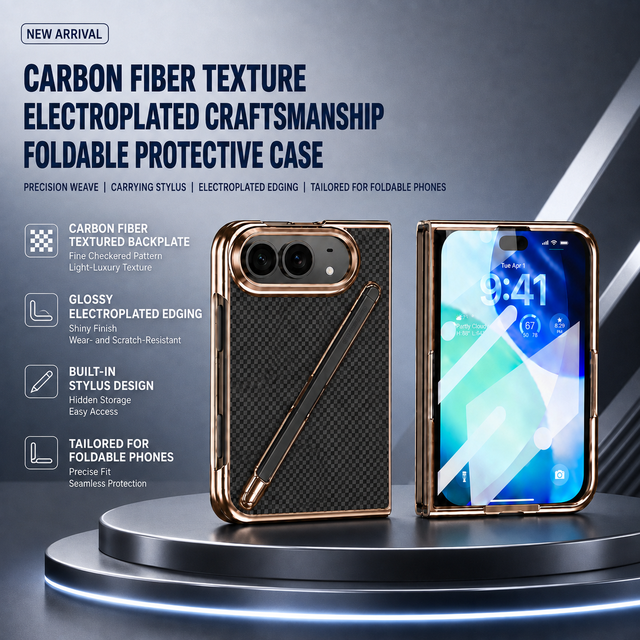 Aramid Fiber Foldable Phone Case with Pen Holder Magnetic Cover Compatible for iPhone Duo