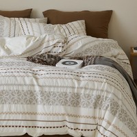 Parure de lit jacquard 100 % coton style européen, certifiée Oeko-Tex, disponible avec broderie géométrique rayée style bohème, compatible SB QB KB SKB
