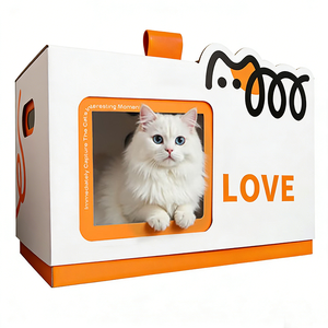 Özel Baskılı Lüks Geri Dönüştürülebilir Modern Çevre Dostu Katlanabilir Asılabilir Oluklu Kedi Tırmalama Kutusu İç Mekan Kedi Evi - Product Image 2