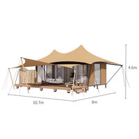 Tente de camping hôtelière modulaire préfabriquée en tissu PVDF de haute qualité, coupe-vent, personnalisable, prête à l'emploi, confortable pour les centres de villégiature