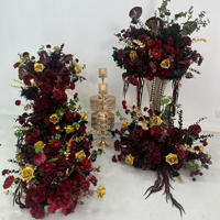 S002 Guirlande florale artificielle de roses vertes et d'hortensias blancs pour allée de mariage, décoration événementielle et de fête