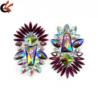 Appliques thermocollantes en strass brillants de couleur AB violette pour costumes de carnaval, accessoires décoratifs