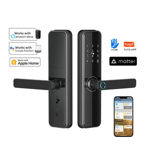 <span class=keywords><strong>Serrure</strong></span> de porte intelligente numérique compatible Matter et <span class=keywords><strong>HomeKit</strong></span>, électronique, WiFi, application Tuya TTLock, poignée biométrique à empreinte digitale - Product Image 1