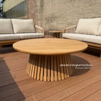 Ensemble de canapé et table basse d'extérieur Hangkai pour hôtel moderne, avec structure en teck et tressage en corde