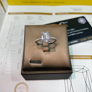 时尚 925 银 <span class=keywords><strong>2</strong></span> 克拉祖母绿切割方形经典全钻石莫桑石女式订婚婚礼大戒指 - Product Image 6