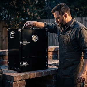 Portable Charcoal Smoker Oven <b>BBQ</b> Grill <b>Smokeless</b> Steel Smoker with Temperature Gauge for Camping Backyard Picnic - Product Image 5