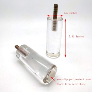 Patas de Muebles Acrílicas, 4 Piezas, Cónicas, de Vidrio Transparente, DIY M8, Patas de Repuesto para Muebles con Perno Preperforado de 5/16 Pulgadas - Product Image 2