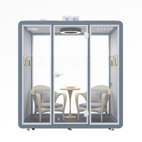 Pod de réunion de bureau insonorisé à clipser, pour réunion de bureau, insonorisé, bureau classique pour 4 personnes avec prise italienne