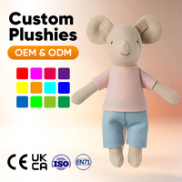 Adorables peluches de souris personnalisées, poupée en peluche avec chapeau, bottes et tenue, cadeau pour bébés