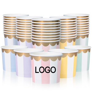 Vaso de papel biodegradable para helado, envase desechable personalizado para yogur, recipiente de papel con tapa para alimentos fríos y calientes, postres - Product Image 3
