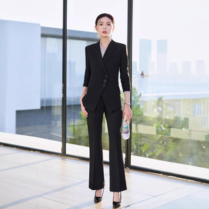 Women's Suit <b>Set</b> Cream Color Full Sleeve Anti-Wrinkle <b>Office</b> Lady Formal Wear Short Skirt Polyester Fabric - Product Image 2
