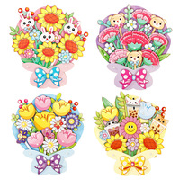 Carte de vœux Joyeuse Journée des Enseignants DIY, Bouquet Cadeau, Artisanat en Carton pour Mères et Enseignantes, Carnations, Tournesols, Tulipes Populaires