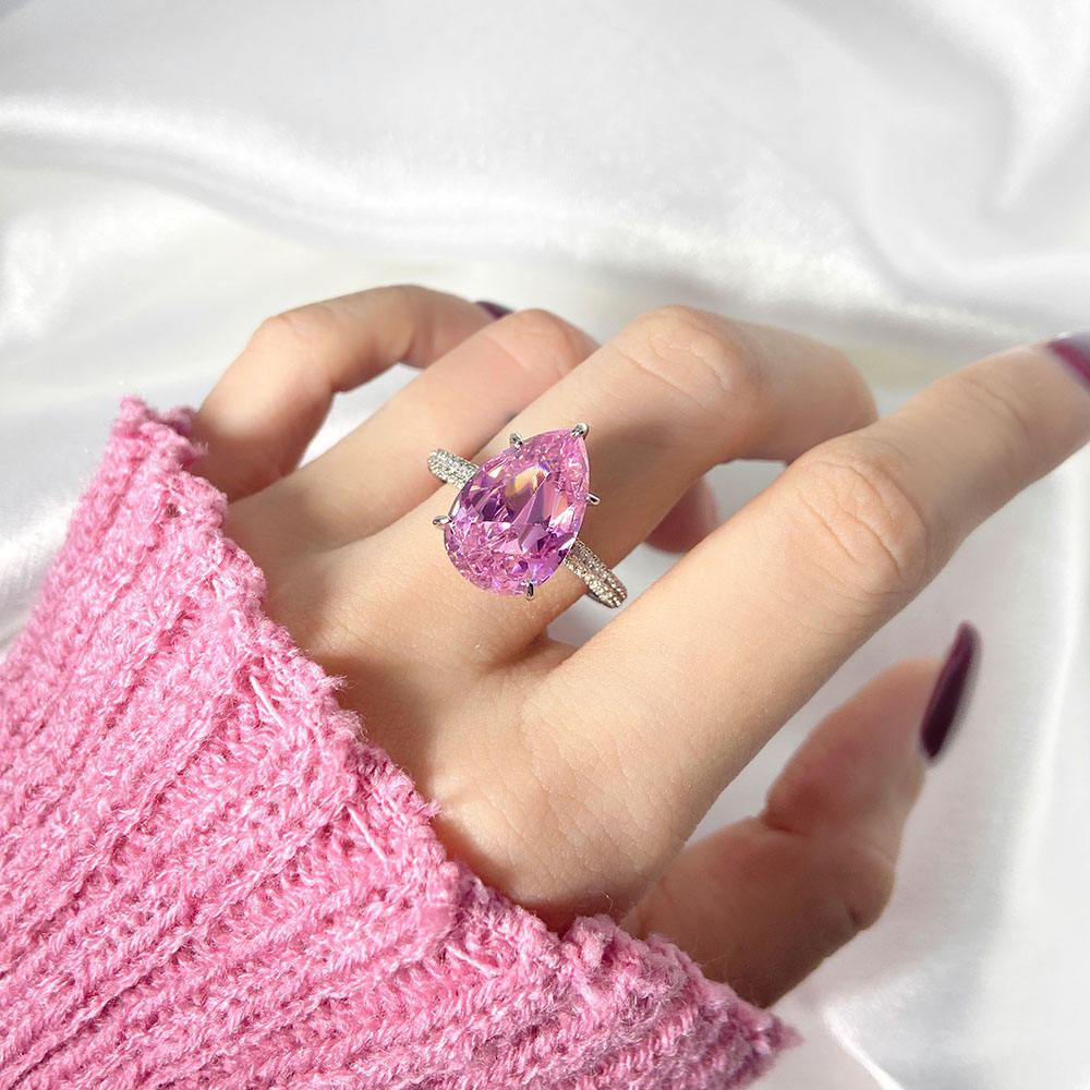 Piedra rosa con baño de rodio R1492