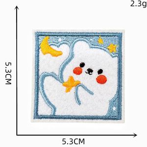 New <b>Cute</b> Iron on Embroidery square White <b>Bear</b> Patch for Decoration - Product Image 4