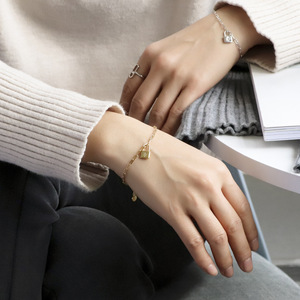 2024 Trendy Brass Zircon <b>Charm</b> Lock Bracelet Unisex Anniversary Occasion 14K Gold Plated Finish Durable Metal Construction - Product Image 4