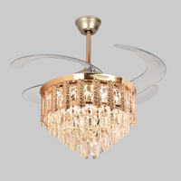 Ventilateur de plafond invisible avec lumière LED, télécommande, 4 pales européennes de 42 pouces, confortable, pour chambre à coucher, décoration intérieure