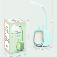 Lampe de bureau LED USB rechargeable à lumière blanche chaude pour la protection des yeux des étudiants, avec contrôle tactile, intensité réglable, design portable de dessin animé, pour chambre d'enfant
