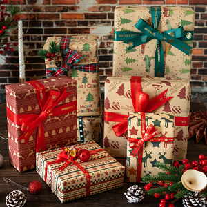 Classic Xmas <strong>Elements</strong> Floral Bouquet Wrapping <strong>Paper</strong> Recyclable 80GSM Kraft <strong>Paper</strong> 50x70cm Custom Logo Wholesale - Product Image 5