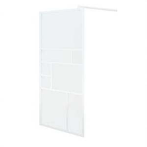 Paroi de douche en verre ESG blanc avec cadre, design minimaliste, porte coulissante, 45,3 x 76,8 pouces - Product Image 1