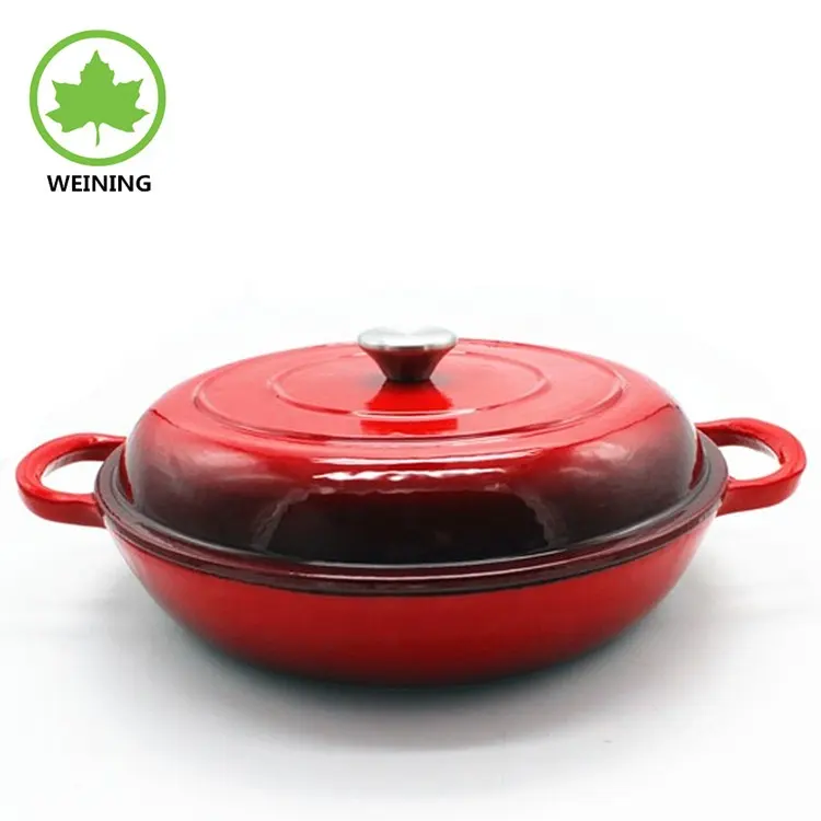 2023 Factory Supply Customizable kitchen red enamel cast iron pans and iron pots cast cookware set