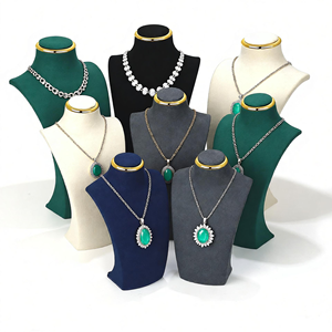 巨大な黒色のフラットなダミーホルダー、リネン製イヤリングネックセット、ネックレスジュエリー、マネキンバストプロップスタンドディスプレイ用 - Product Image 1