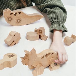 Jouets en bois dinosaures les plus vendus pour garçons et filles - Jouet éducatif pour l'apprentissage précoce des enfants de 2-3 et 4-6 ans - Product Image 3