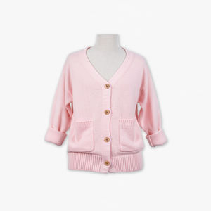 Cárdigan de 4 botones, estilo casual, cuello en V, color sólido, 100% acrílico, con bolsillos, antiarrugas, tejido de punto trenzado vietnamita, para mujer. - Product Image 4