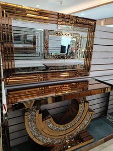 घरेलू फर्नीचर फोशान गोल्डन कलर डिजाइन कन्वॉल मिररंग रूम फर्नीचर घर आधुनिक तस्वीर तालिका 1 सेट 30 दिन t/t - Product Image 4