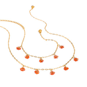 Collier pendentif fleur en acier inoxydable avec chaîne dorée, bijou de fête, accessoire de mode pour femme - Product Image 1