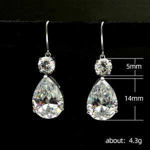 Orecchini a goccia scintillanti per donna, tono argento, stile ufficio, gioielli per le orecchie - Product Image 2