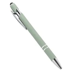 2 in 1 özel Logo tükenmez kalem ile ekran dokunmatik Stylus kişiselleştirilmiş dokunmatik ile benzersiz hediye kalem! Metal 1.0mm yazma genişliği