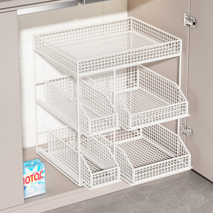 Estante de Almacenamiento Metálico Resistente al Agua, Apilable y de Fácil Montaje para <span class=keywords><strong>Cocina</strong></span>, Baño y Almacenamiento de Artículos del Hogar - Product Image 2