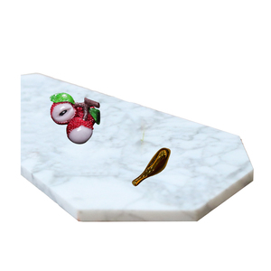 Khay đá cẩm thạch tự nhiên không thường xuyên cho trái cây, món tráng miệng và trang trí nội thất màu đen, trắng và xám - Product Image 4