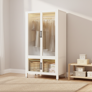 <span class=keywords><strong>Armadio</strong></span> Moderno in Acciaio per Camera da Letto, Larghezza 100cm, Alta Capacità, Armadietto Regolabile e Smontabile, Rinforzato in Acciaio al Carbonio Spesso - Product Image 3